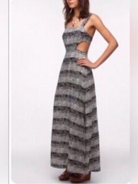 Urban Outfitters Black & White Striped Cutout Maxi Dress